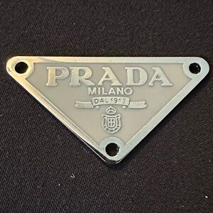 Prada Silver Triangular Logo Pendant/Charm